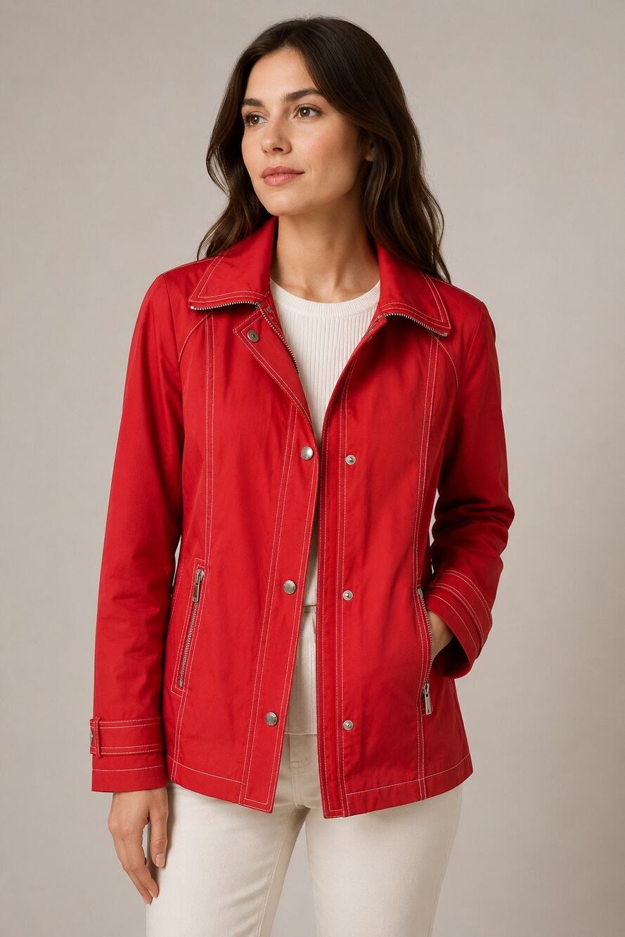 Michael Kors Vintage Red Short Trench Coat Jacket w/ Detachable Belt Size Small